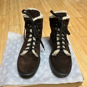 Aquatalia suede with fur inside. Made in Italy.